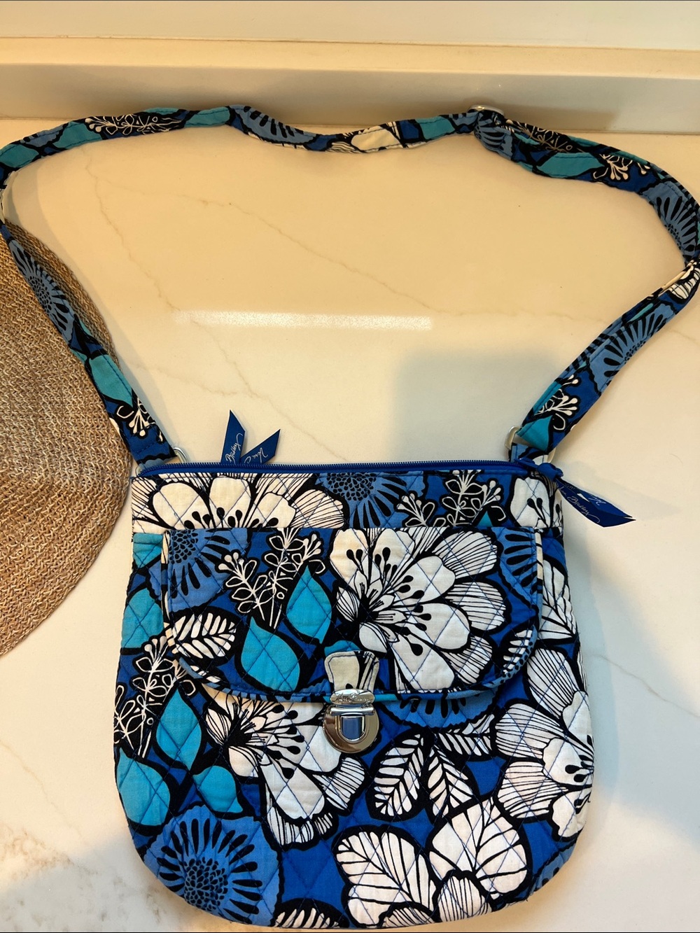 Vera Bradley Blue and White Floral Quilted Crossbody